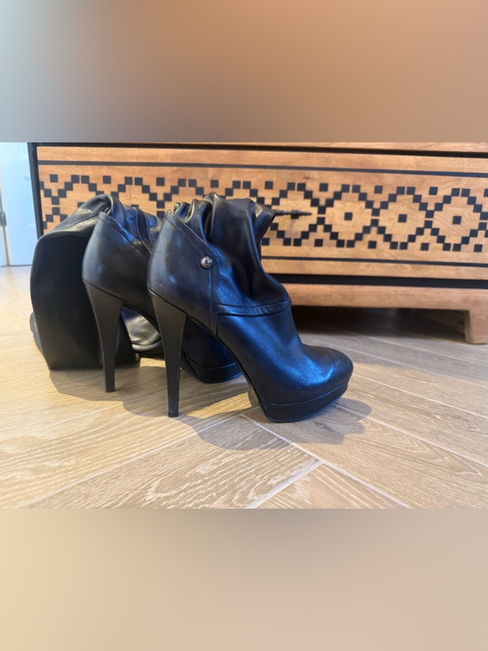 Guess Black High-Heel Platform Ankle Boots - Women's Fashion Booties